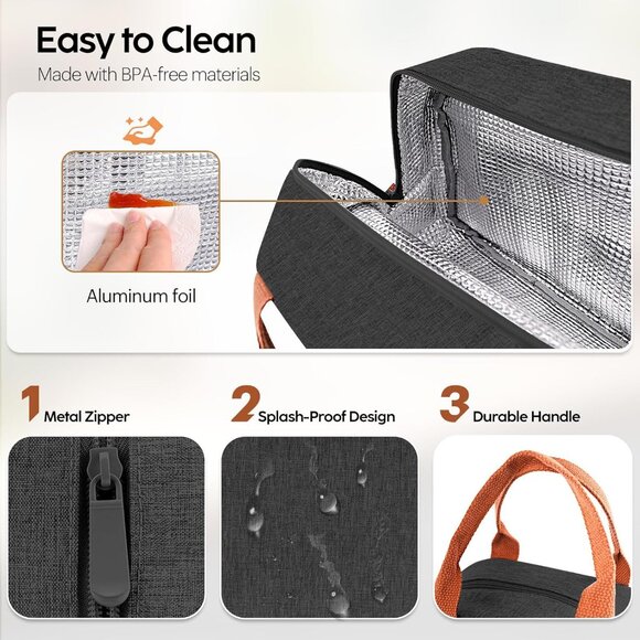 Large Insulated Lunch Bag for Women & Men, Leakproof Tote for Work & Travel - Picture 4 of 7